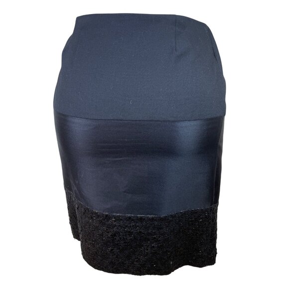 Dennis Merotto Womens Black Textured Hem Asymmetrical Zip Pencil Skirt Size 4 - Picture 3 of 7